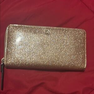 Kate Spade Gold Glitter Zip Wallet